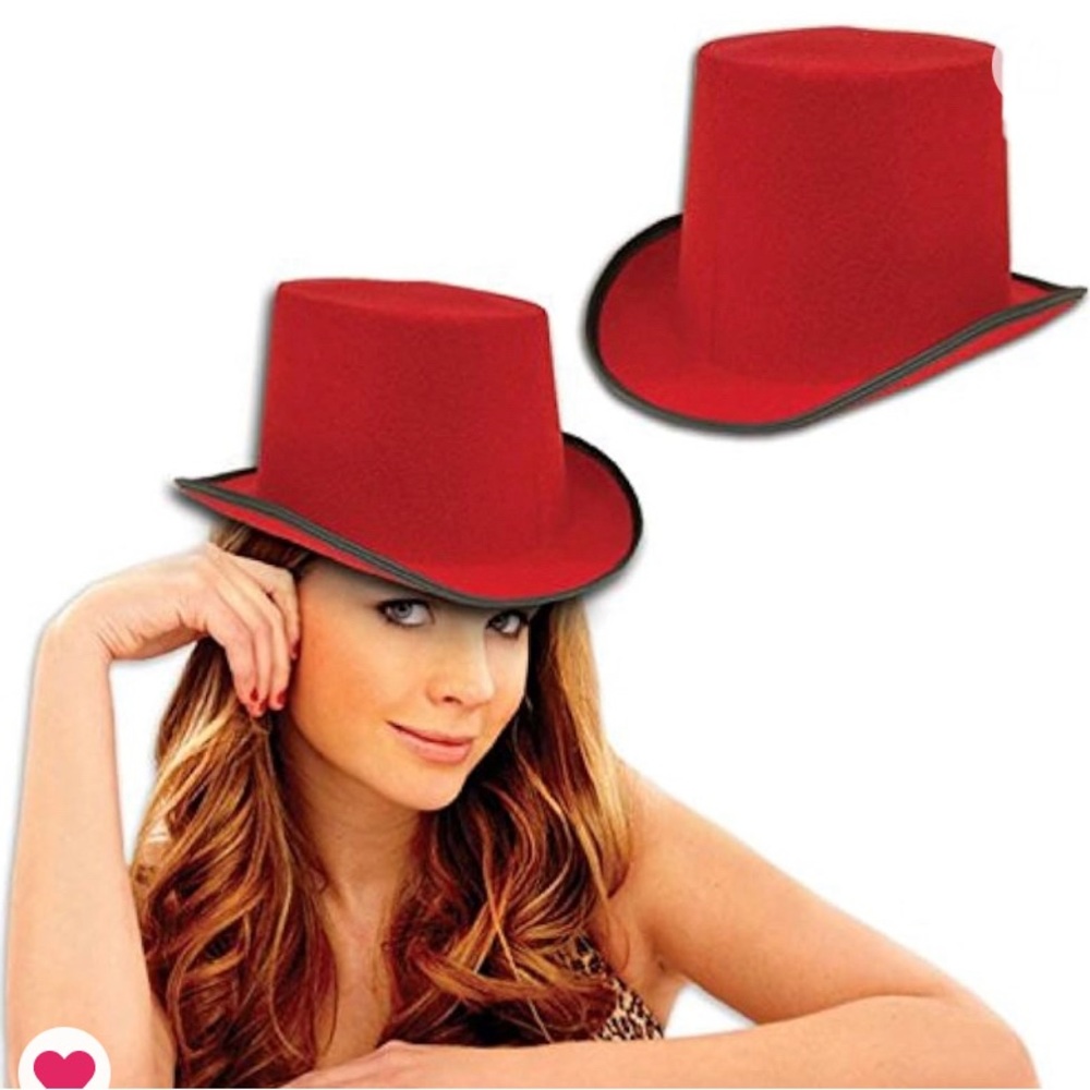 Halloween Costume Adults (Red Top Hat Black Trim) **Final Price**